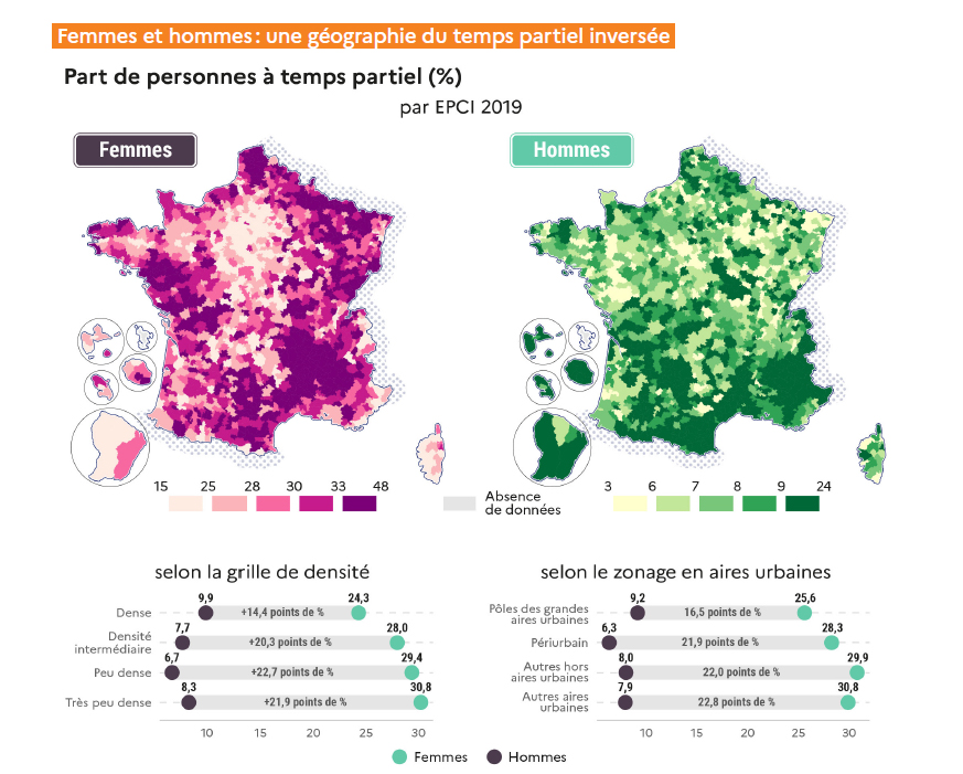 Femmes et hommes : une géographie du temps partiel inversée